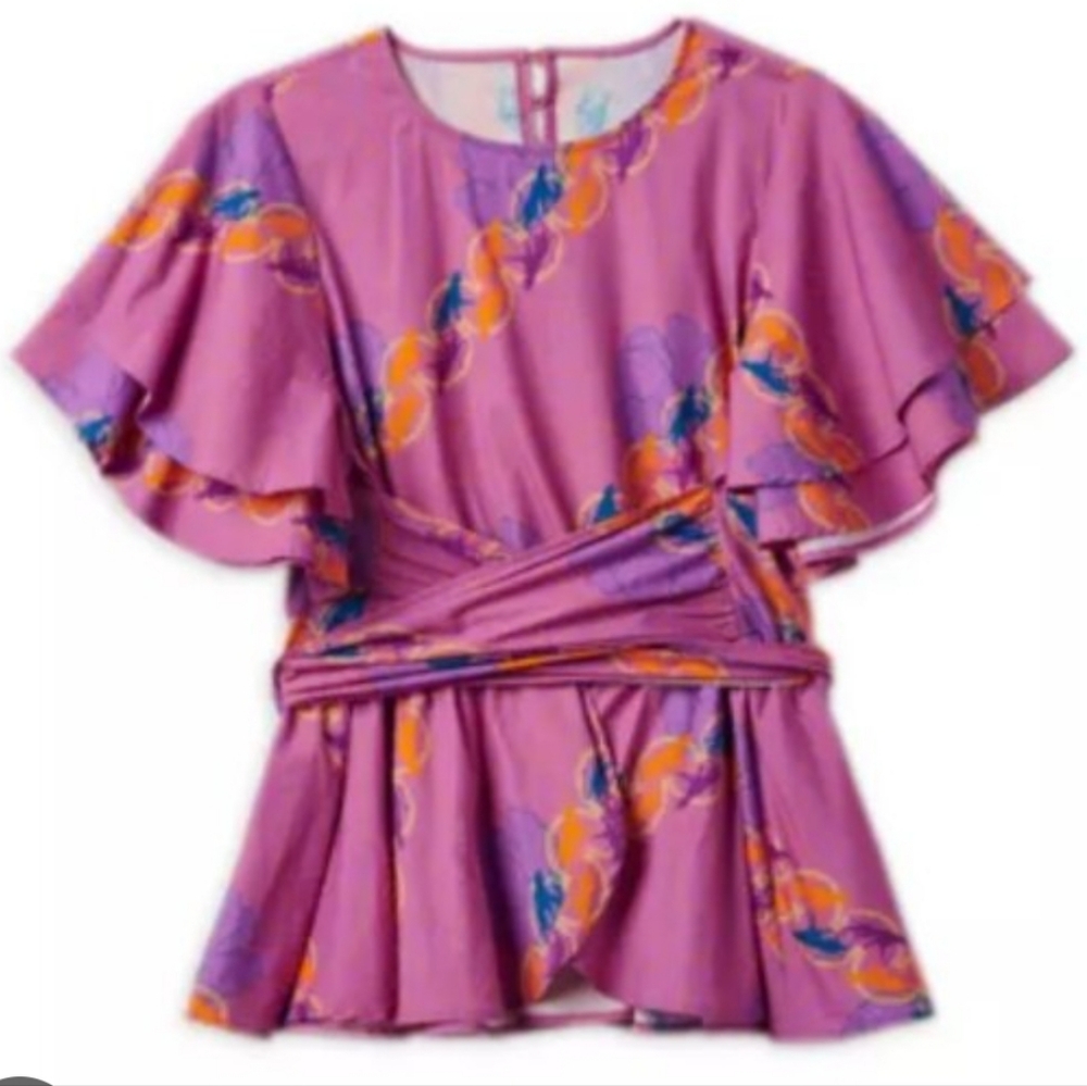 Disney Marvel Black Panther "World of Wakanda" Woven Pink Blouse Size M